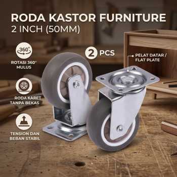CASTRY Roda Kastor Furniture Soft Rubber Caster Wheel 2 Inch 2 PCS - C20