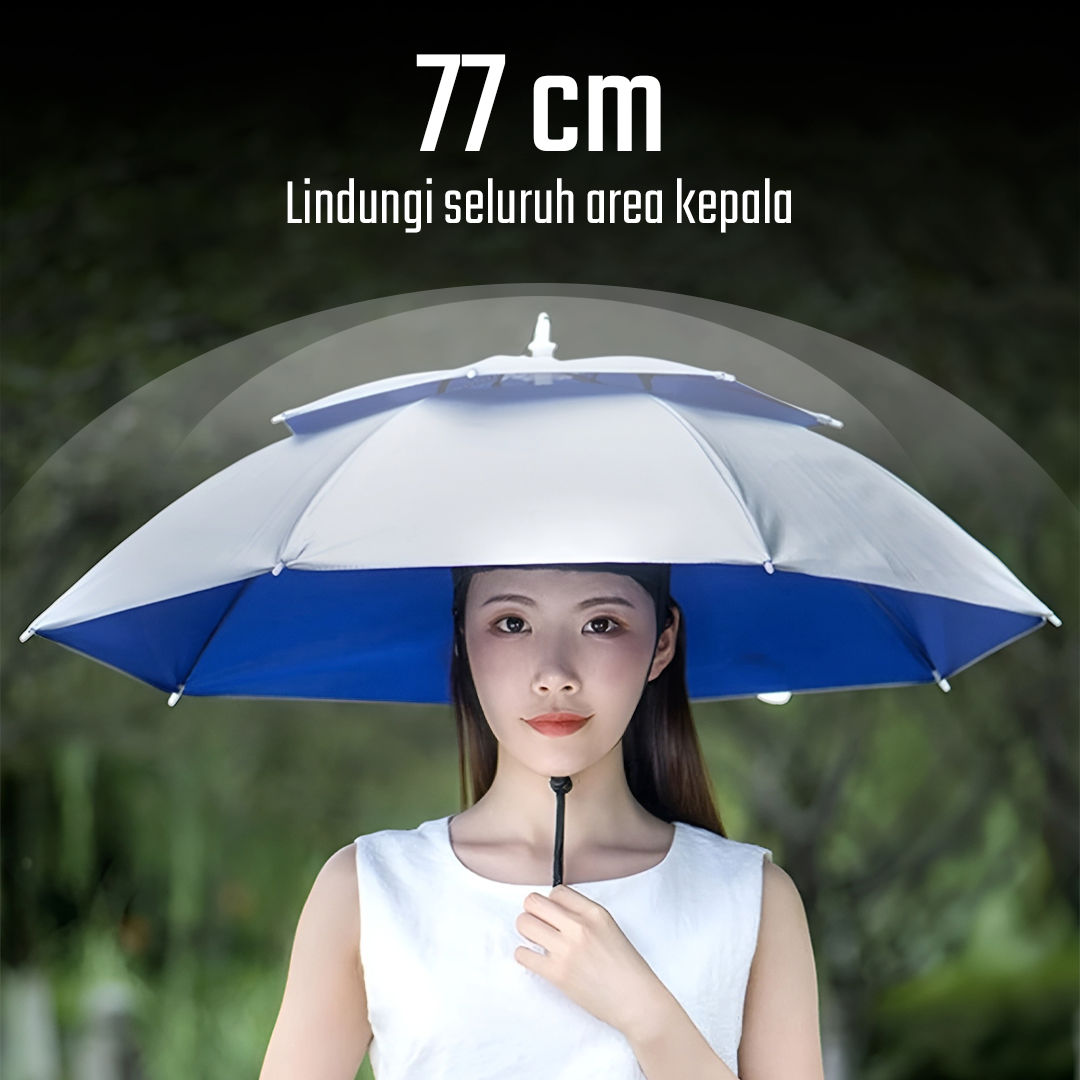 Gambar produk UCHI Topi Payung Dua Lapis Anti Bocor Headband Umbrella Hat 77cm - UC7 - 2