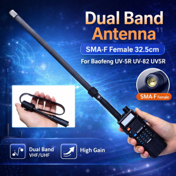 Gambar produk ABBREE Antena Dual Band SMA-F Female 32.5cm Baofeng UV-5R UV-82 UV5R