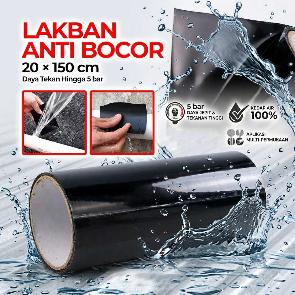 TaffPACK Lakban Anti Bocor Waterproof Super Strong Repair Tape 20x150cm - FL334 Gambar produk TaffPACK Lakban Anti Bocor Waterproof Super Strong Repair Tape 20x150cm - FL334 - Utama