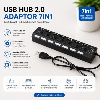 Gambar produk OEING USB Hub 2.0 Adaptor 7in1 USB Saklar On Off - U911