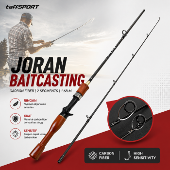 TaffSPORT KBW Joran Pancing Baitcasting Carbon Fiber 2 Section 1.68M - KB300