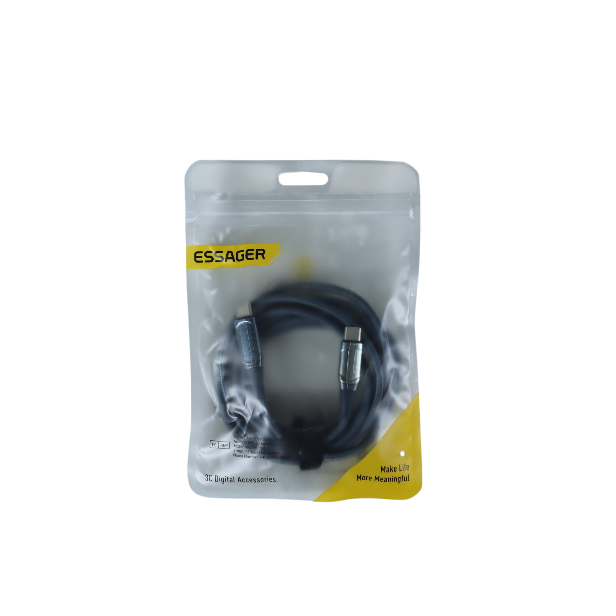 Gambar produk ESSAGER Kabel Data Type C to Type C QC 3.0 Fast Charging LED 5A 100W 2M - ES-X15