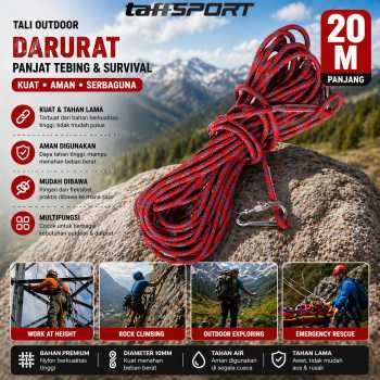 TaffSPORT Tali Outdoor Darurat Panjat Tebing Survival Fire Rope 10mm - DC390