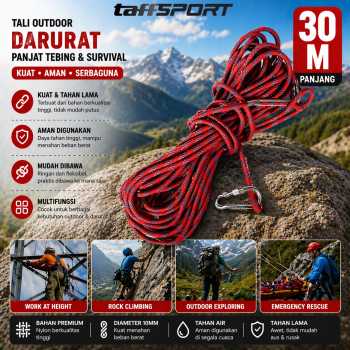 TaffSPORT Tali Outdoor Darurat Panjat Tebing Survival Fire Rope 10mm - DC390