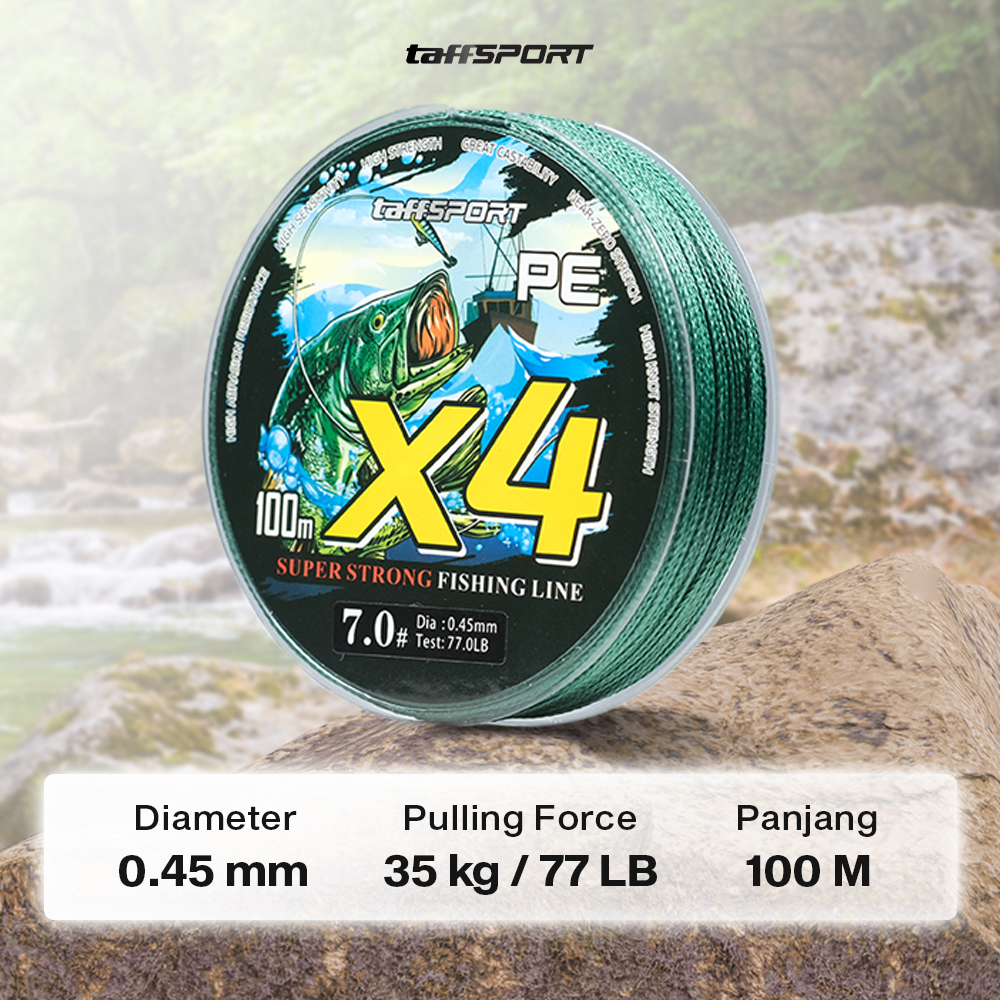 TaffSPORT Senar Pancing PE 4 Braided Strand Fishing Line 100M 7.0 - X4 Gambar produk TaffSPORT Senar Pancing PE 4 Braided Strand Fishing Line 100M 7.0 - X4