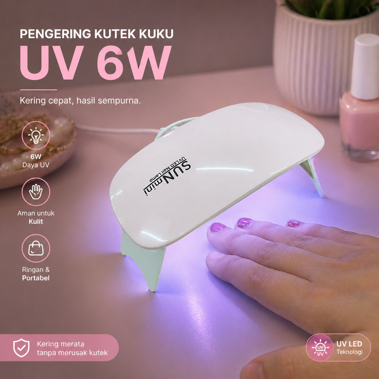 Biutte.co SUN Mini Pengering Kutek Kuku UV LED Nail Dryer 6W - J-03 Gambar produk Biutte.co SUN Mini Pengering Kutek Kuku UV LED Nail Dryer 6W - J-03 - Utama