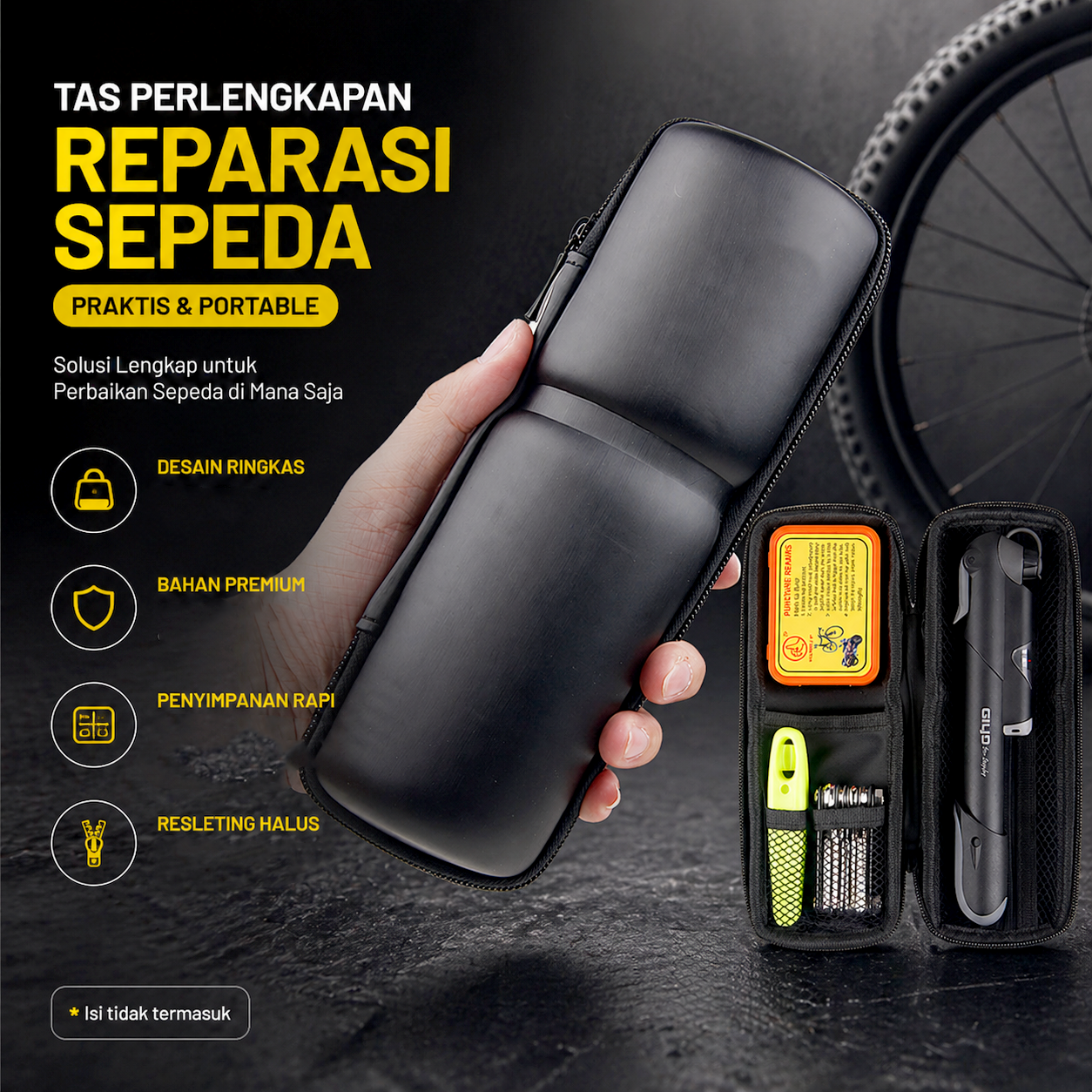 TaffSPORT Tas Perlengkapan Reparasi Sepeda EVA Portable Size L - PP08S Gambar produk TaffSPORT Tas Perlengkapan Reparasi Sepeda EVA Portable Size L - PP08S - Utama