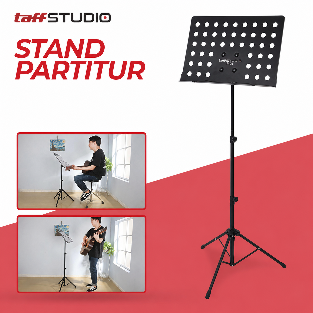 TaffSTUDIO Stand Partitur Sheet Musik Orchestra Tripod 50x34.5cm - P-06 Gambar produk TaffSTUDIO Stand Partitur Sheet Musik Orchestra Tripod 50x34.5cm - P-06 - Utama