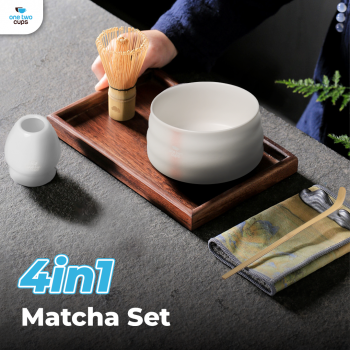 One Two Cups Matcha Set Kit Chawan Chasen Stand Chashaku 4 PCS - S18
