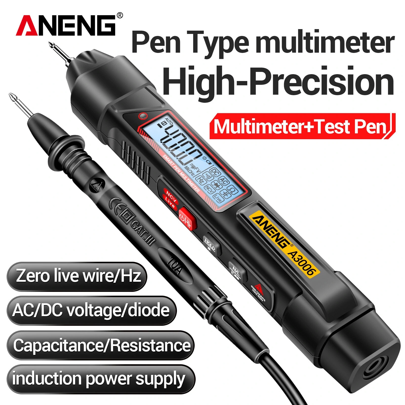 ANENG Digital Multimeter Tespen 2in1 Smart Tester AC DC 4000 Count - A3006 Gambar produk ANENG Digital Multimeter Tespen 2in1 Smart Tester AC DC 4000 Count - A3006