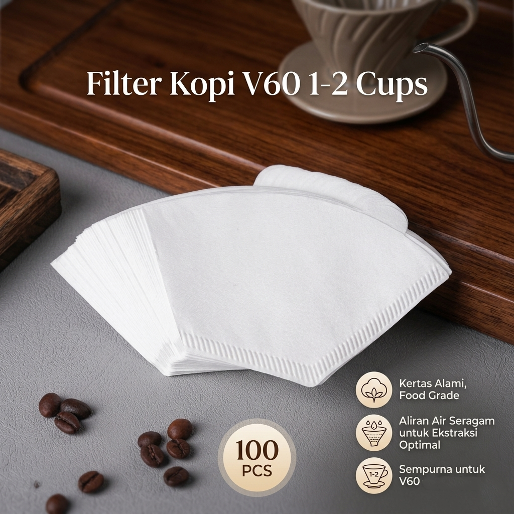 Gambar produk One Two Cups Kertas Saringan Kopi Filter Paper V60 1-2 Cup 100 PCS - U02 - Utama
