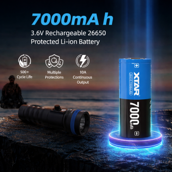XTAR Baterai Rechargeable 26650 7000mAh 3.6V 10A 1 PCS - XT70