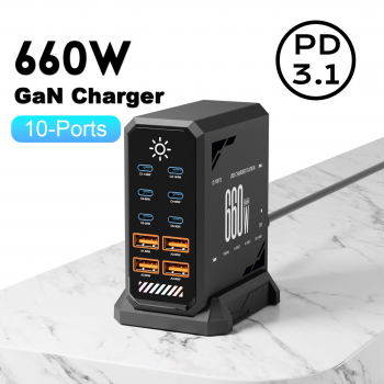 Gambar produk Taffware Charger Station Fast Charge Touch USB Type C GaN 10Port 660W - HW18
