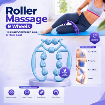 FCX Fascia Muscle Hand Roller Massage Tool 9 Wheels Hand Held - INU01