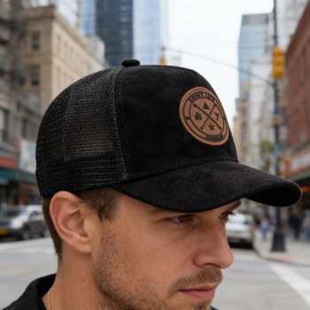 GUDIY Topi Trucker Jaring Mesh Hat Suede Enjoy Life Patch - T100