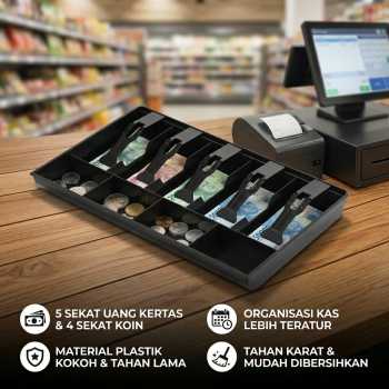 DZL Laci Uang Kasir 5 Sekat Plastik Coin Cash Drawer Tray - D-5
