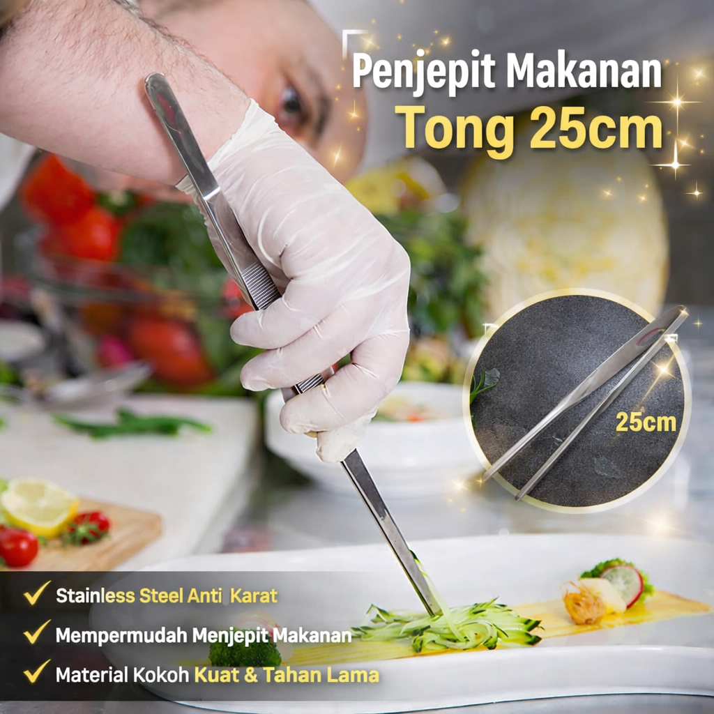 TPX Penjepit Makanan Lurus Chef Tweezer Pinset Garnish Tong 25cm - TP-56 Gambar produk TPX Penjepit Makanan Lurus Chef Tweezer Pinset Garnish Tong 25cm - TP-56 - Utama