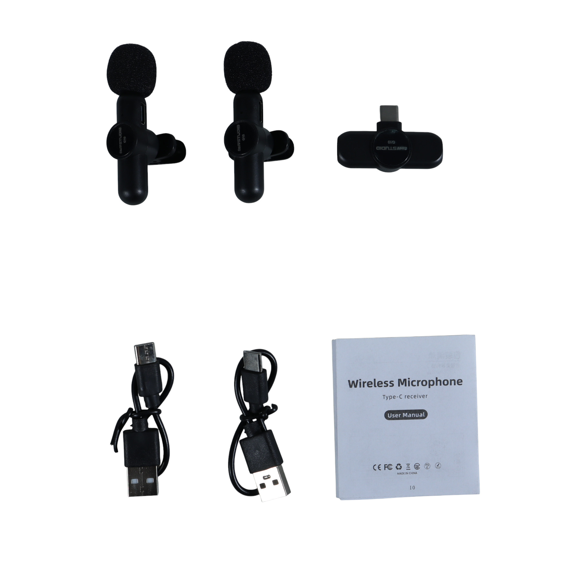 Gambar produk TaffSTUDIO Wireless Lavalier Microphone 2 Mic 2.4GHz USB Type C - G10