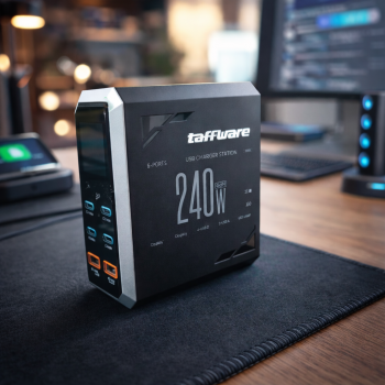 Gambar produk Taffware Charger Station Fast Charging LED USB Type C GaN 240W - HW186