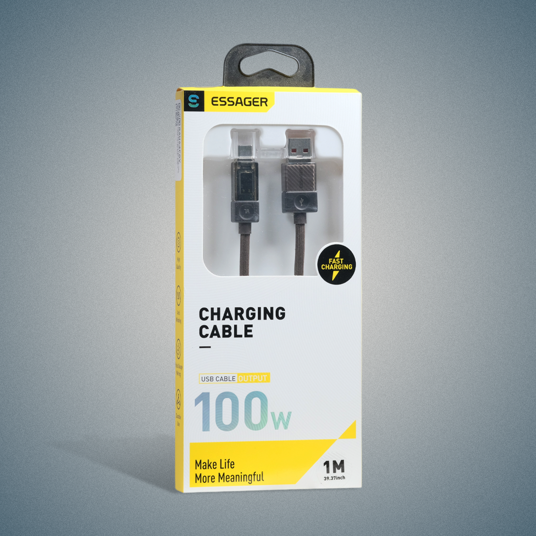 Gambar produk ESSAGER Kabel Data USB Type C Fast Charging LED Display 7A 100W 1M - ES-X76