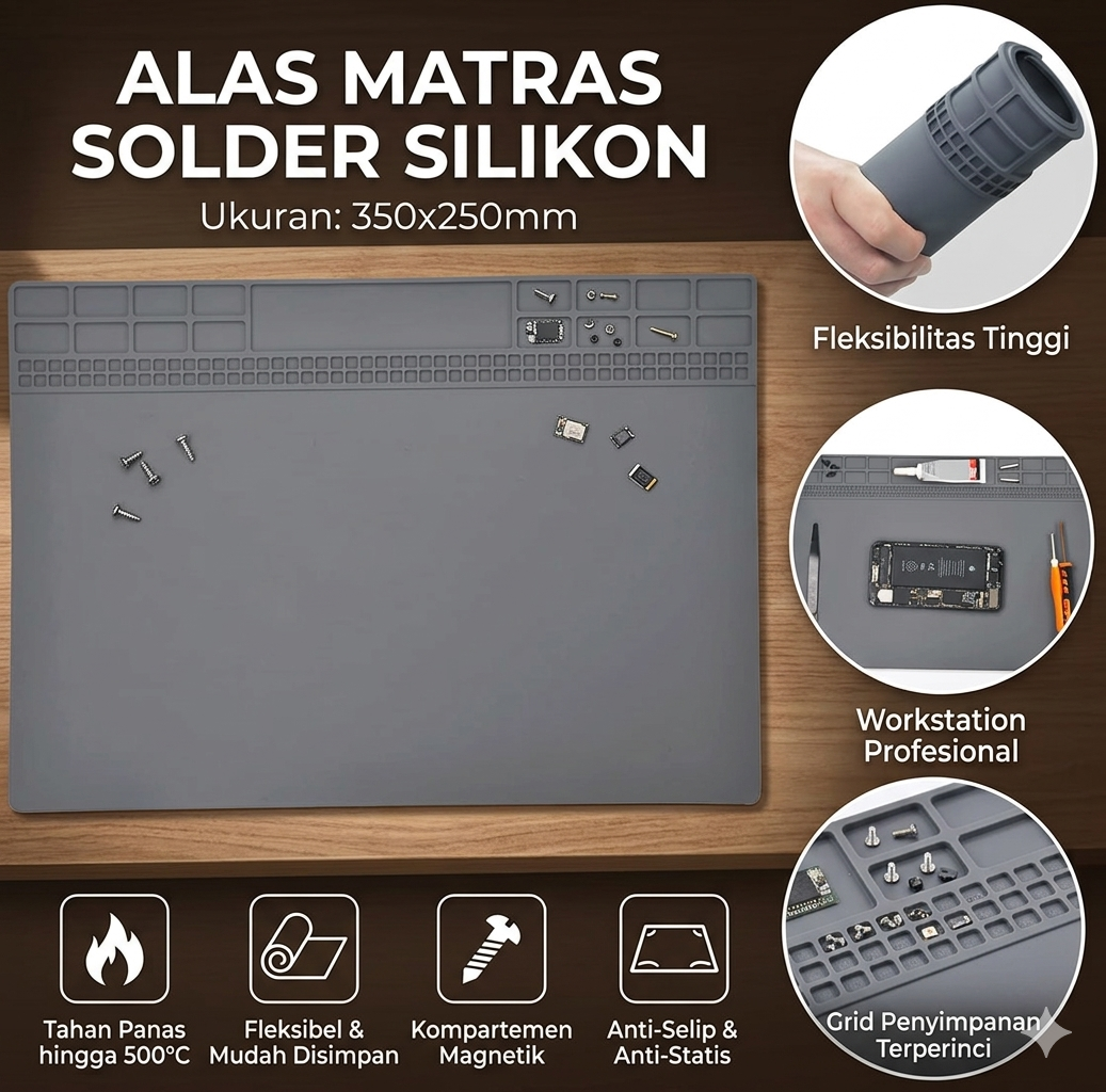 Lazme Alas Matras Solder Silikon Soldering Heat Resistant 350x250mm - BES-35 Gambar produk Lazme Alas Matras Solder Silikon Soldering Heat Resistant 350x250mm - BES-35 - Utama