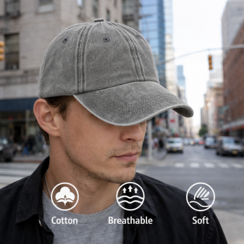 MUJE Topi Baseball Cap Polos Adjustable Breathable Washed Style - F250