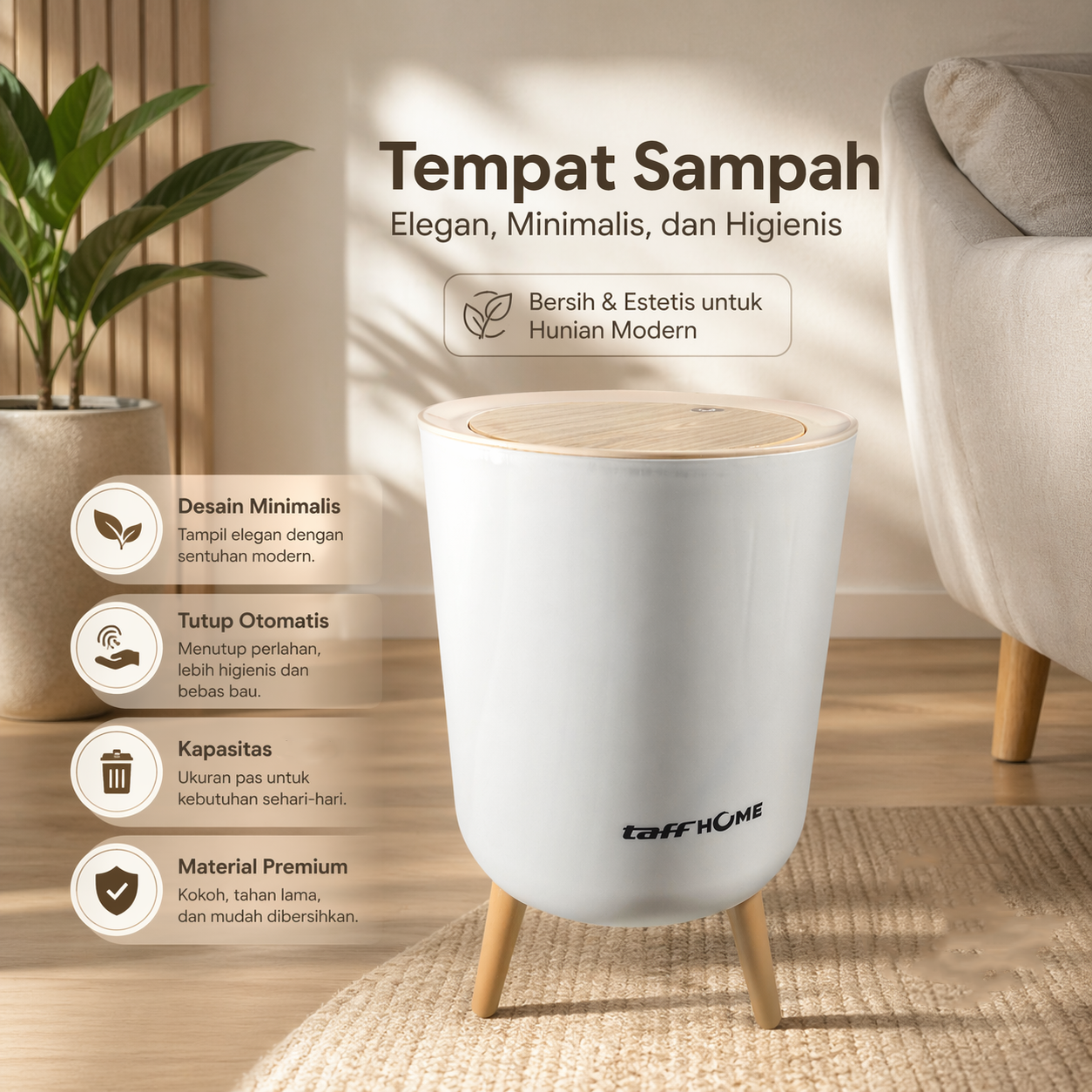 TaffHOME Tempat Sampah Fashion Trash Bin High Pressing Type Size L - T30 Gambar produk TaffHOME Tempat Sampah Fashion Trash Bin High Pressing Type Size L - T30 - Utama