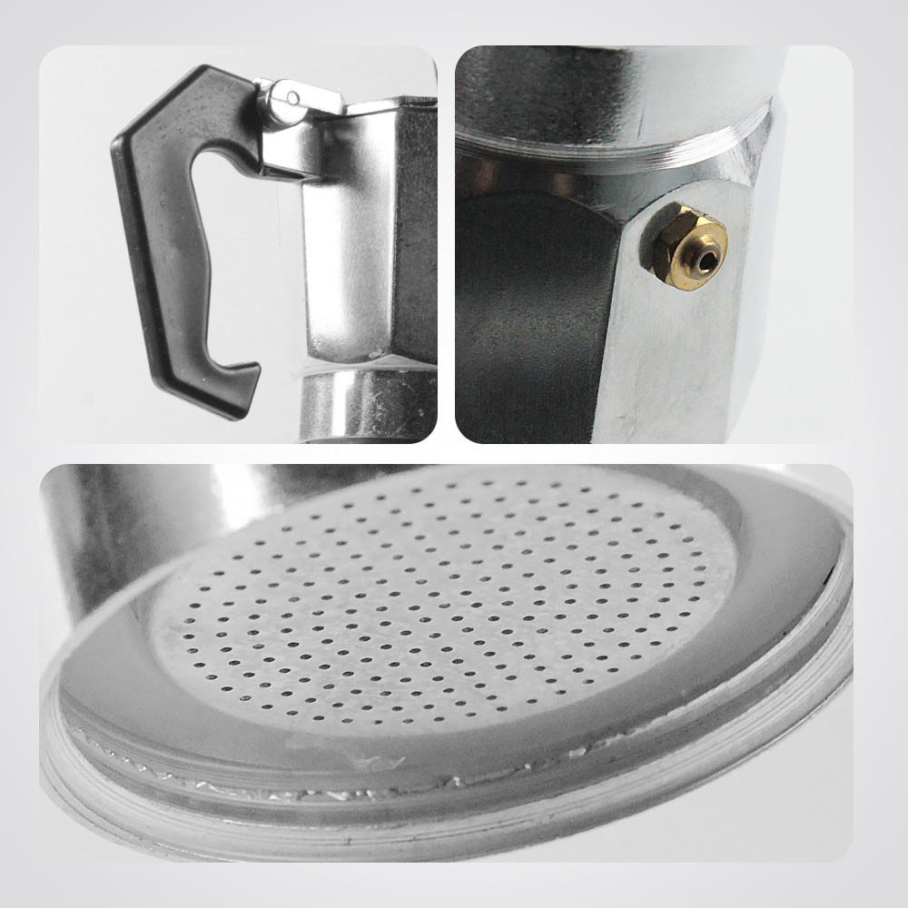 One Two Cups Moka Pot Teko Kopi Espresso Coffee Maker Stovetop 2 Cup 100ml - MX001 Gambar produk One Two Cups Moka Pot Teko Kopi Espresso Coffee Maker Stovetop 2 Cup 100ml - MX001