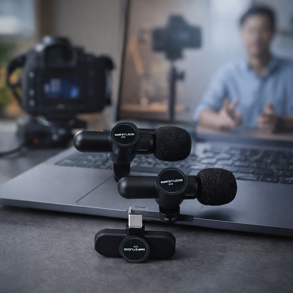 Gambar produk TaffSTUDIO Wireless Lavalier Microphone 2 Mic 2.4GHz USB Type C - G10
