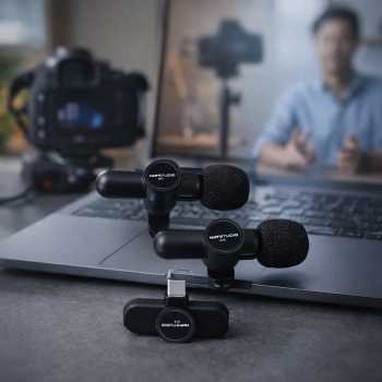 Gambar produk TaffSTUDIO Wireless Lavalier Microphone 2 Mic 2.4GHz USB Type C - G10