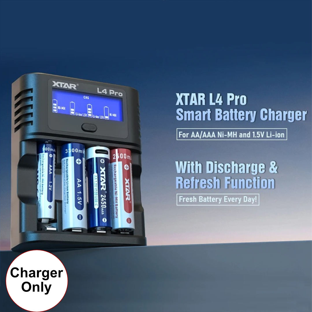 Gambar produk XTAR Charger Baterai 4 Slot AA AAA 1.5V Li-Ion 1.2V Ni-MH LCD Type C - L4 PRO KT - Utama