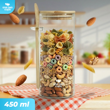 One Two Cups Toples Kaca Penyimpanan Makanan Storage with Bamboo Lid - FM-LD1