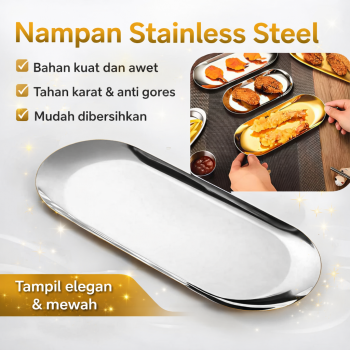 ATH Nampan Stainless Steel 201 Elliptical Disc Flat Bottom 22.3x9.2cm - A-23