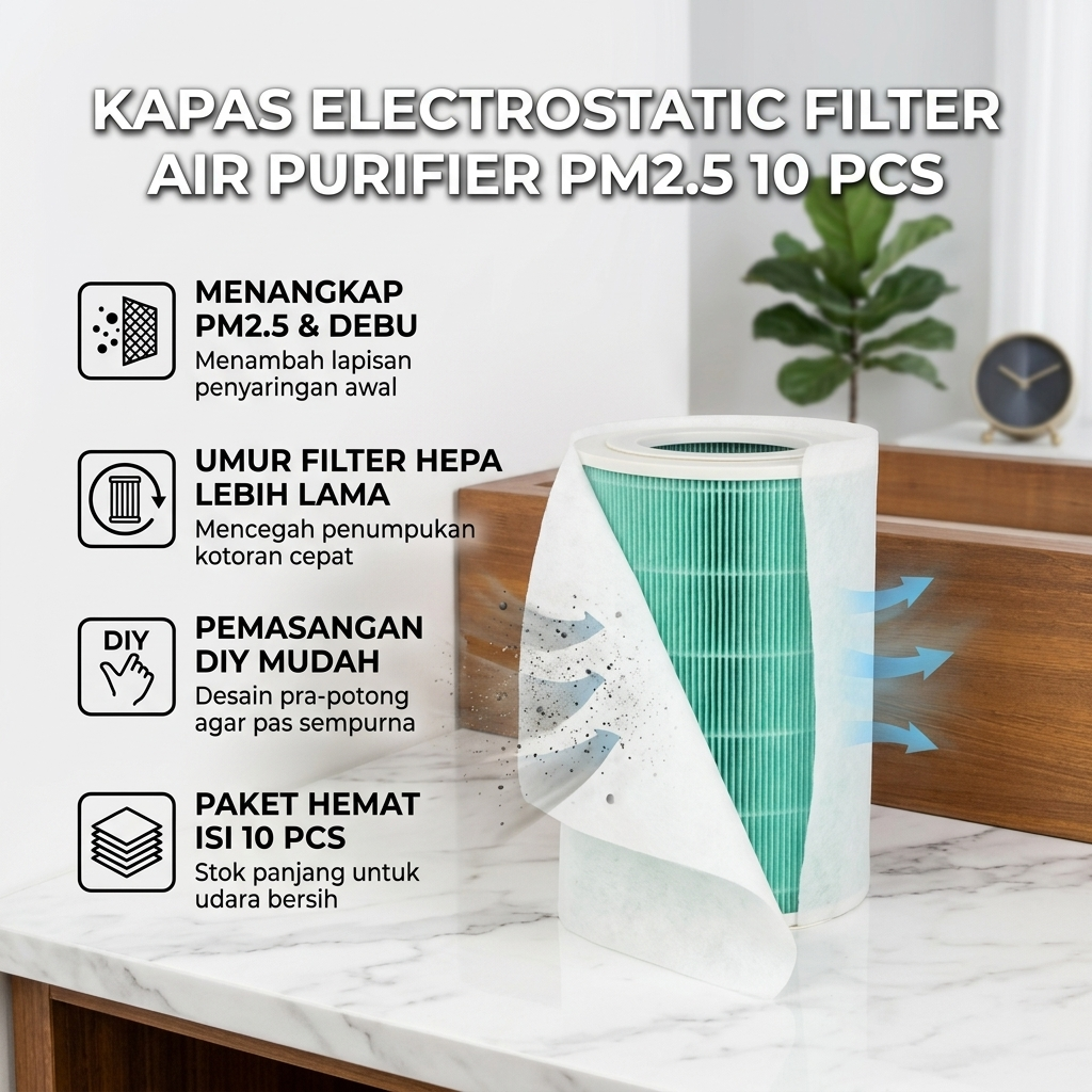 WEY Kapas Electrostatic Air Purifier Cotton Filter PM2.5 10 PCS - DR-10 Gambar produk WEY Kapas Electrostatic Air Purifier Cotton Filter PM2.5 10 PCS - DR-10 - Utama