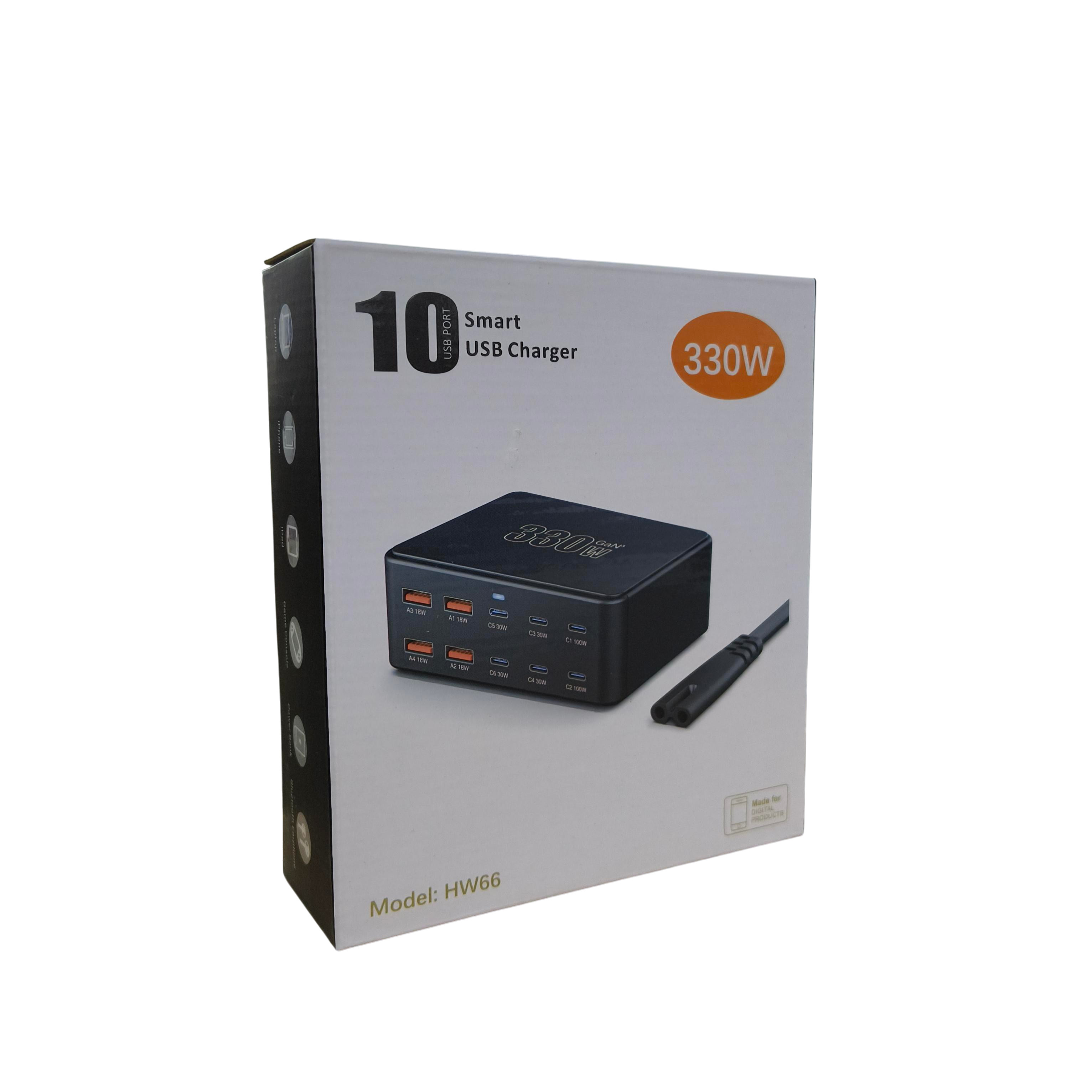 Gambar produk Taffware Charger Station Portable Fast Charging USB Type C 10Port 330W - HW66