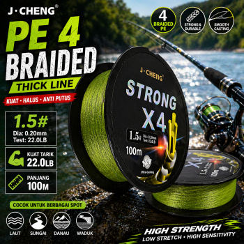 J-Cheng Senar Pancing PE 4 Braided Strand Fishing Line 100M - JC4180