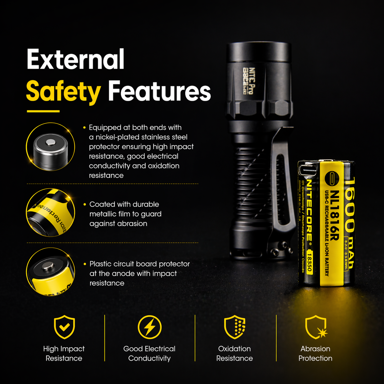 Gambar produk NITECORE Baterai Isi Ulang 18350 Li-Ion Button Top 1600mAh 3.6V 1 PCS - NL1816R