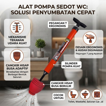 NUSIMBA Alat Pompa Sedot WC Toilet Unblock Plunger High Pressure - NU23