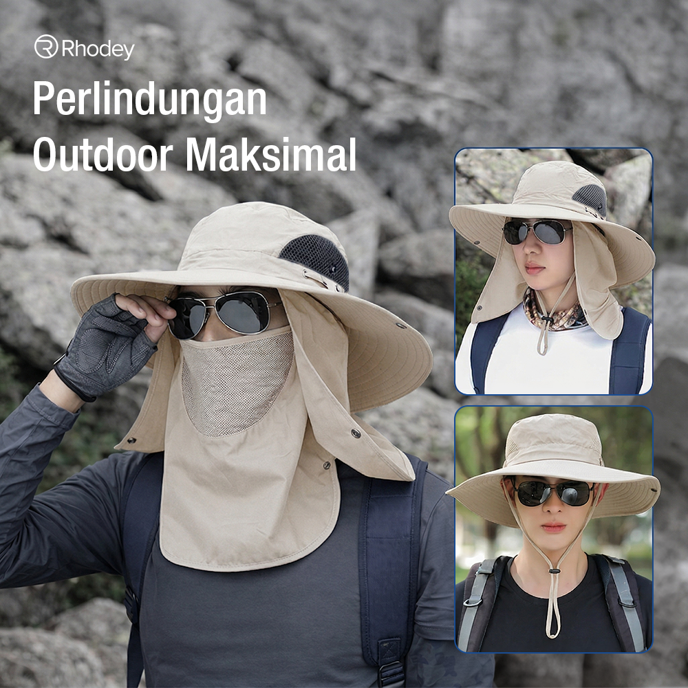 Rhodey Topi Rimba Outdoor Anti UV Waterproof Boonie Hat Polyester - JN335 Gambar produk Rhodey Topi Rimba Outdoor Anti UV Waterproof Boonie Hat Polyester - JN335 - 3
