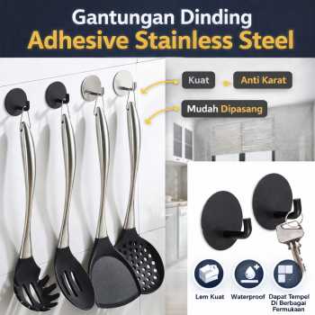 TaffHOME Gantungan Dinding Adhesive Hook Hanger Stainless Steel 1 PCS - V897
