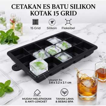 Gambar produk TaffHOME Cetakan Es Batu Silikon Kotak 15 Grid Ice Cube Tray - DY0971