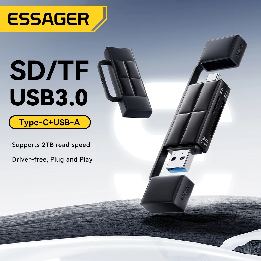 Gambar produk ESSAGER Card Reader 2in1 USB A Type C OTG USB 3.0 SD TF Card - ES-DK01