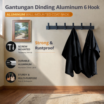 HARVOR Gantungan Dinding Tempel Puch Waterproof Aluminum Alloy 6 Hook - MH06