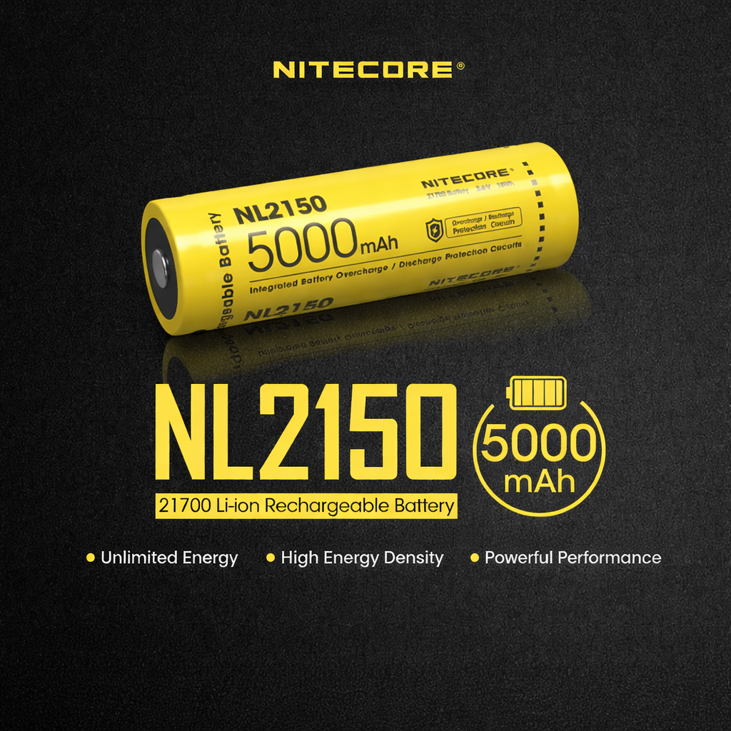 Gambar produk NITECORE Baterai Isi Ulang 21700 Li-Ion Button Top 3.6V 5000mAh 1 PCS - NL2150