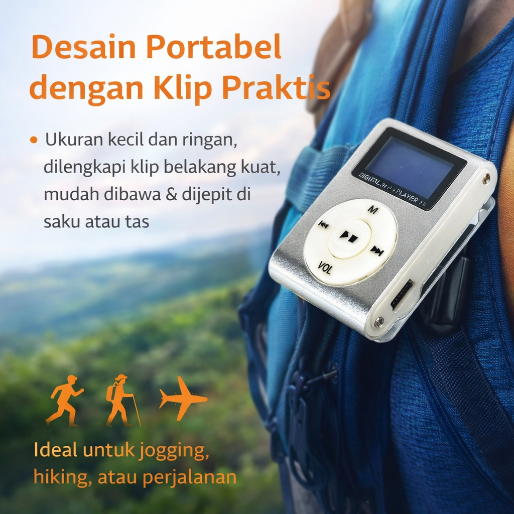 ZUCZUG Pod MP3 Player Mini TF Card dengan Klip dan Layar LCD - ZC10 Gambar produk ZUCZUG Pod MP3 Player Mini TF Card dengan Klip dan Layar LCD - ZC10 - 4