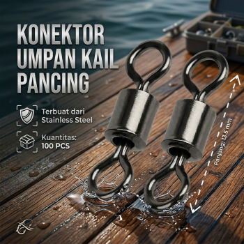TaffSPORT Konektor Umpan Kail Pancing Stainless Steel 5# 100 PCS - JYJ05