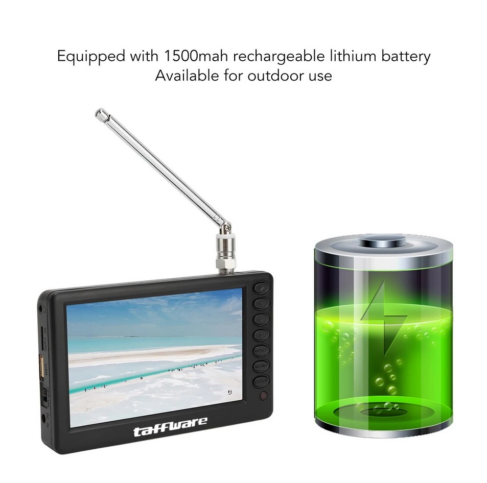 Taffware Portable HD TV Monitor 5 Inch DVB-T2 + Analog - D5 Gambar produk Taffware Portable HD TV Monitor 5 Inch DVB-T2 + Analog - D5