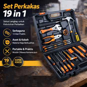 OLOEY Alat Set Perkakas Tang Palu Obeng with Box Storage 19in1 - BG50TC