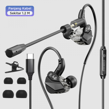 Gambar produk VAORLO Earphone Gaming Wired Type C HiFi Surround Sound Detachable Mic - G62 - 8